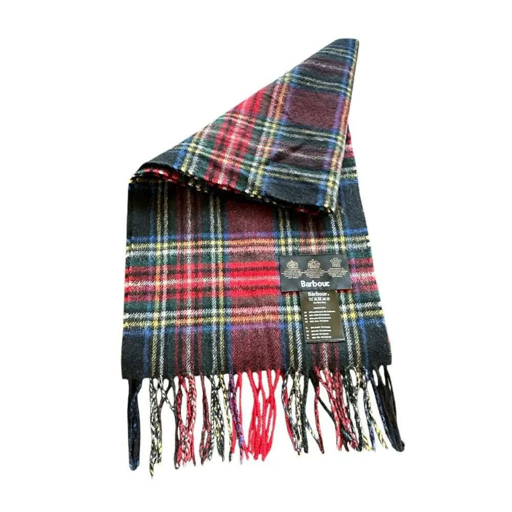 Barbour Check Tartan Scarf Lambswool And Cashmere Men’s 70”x 10”